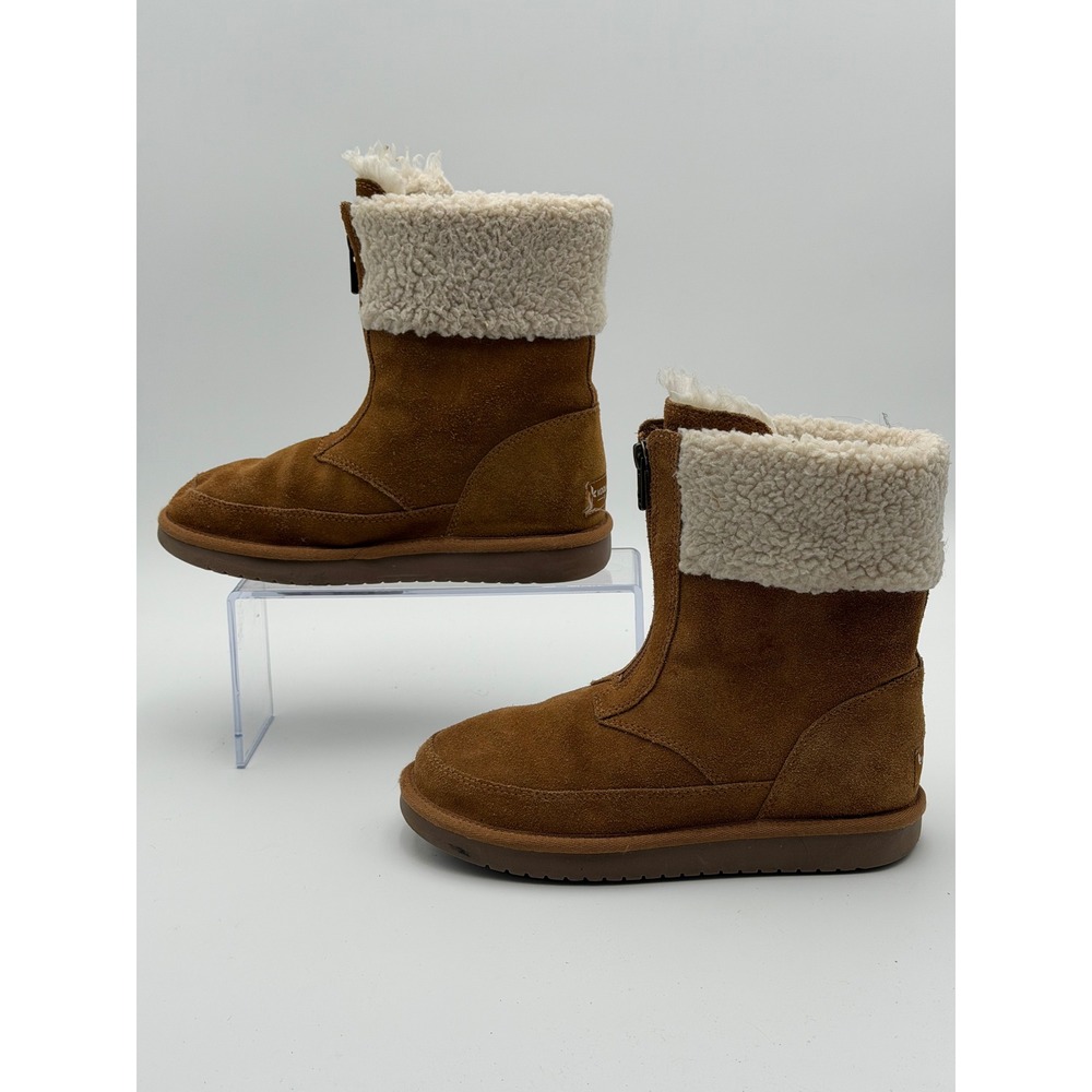 KOOLABURRA BY UGG Kids 3 Chestnut Suede Sherpa Cuff Zip Winter Boots 1127154